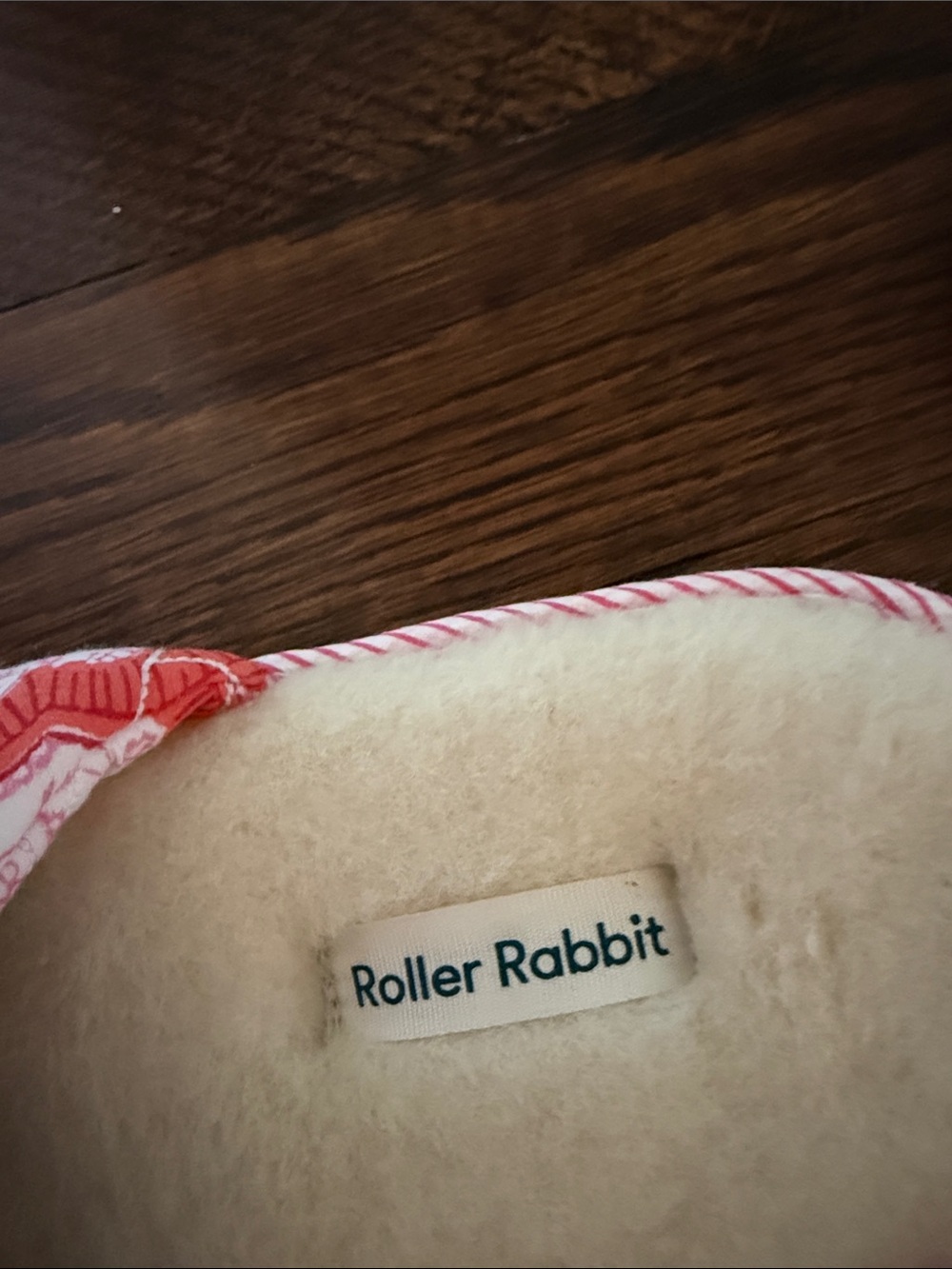 Roller Rabbit Red and White Patterned House Slippers - Picture 2 of 3